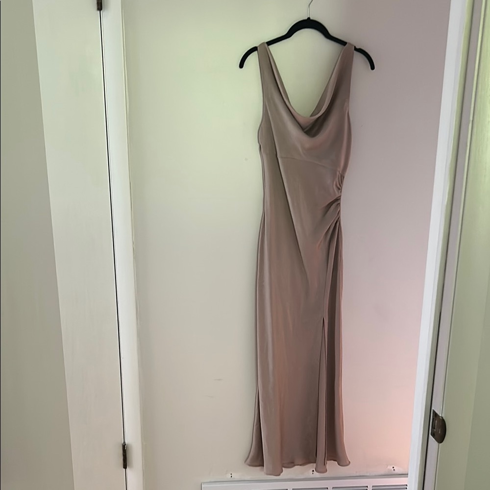 Zara Pink Shimmer Cowl Neck Slip Dress
